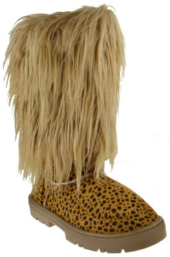 Tibet 01 Women's Knee High Fur Boots -Bamboo Store TibetLeopard 1