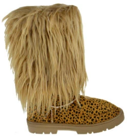Tibet 01 Women's Knee High Fur Boots -Bamboo Store TibetLeopard 2