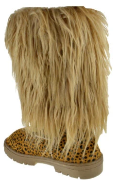 Tibet 01 Women's Knee High Fur Boots -Bamboo Store TibetLeopard 3