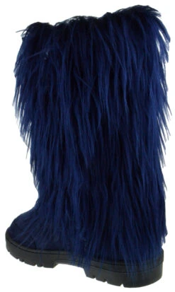 Tibet 01 Women's Knee High Fur Boots -Bamboo Store TibetNavy 3