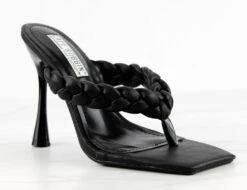 Tibi Womens Braided Thong Strap Slip On Square Toe Heels