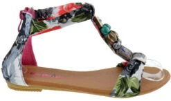 Triba-1 Women's Floral Beaded Flat Sandals 15 Triba-1 Women's Floral Beaded Flat Sandals -Bamboo Store Triba1Fuchsia 2