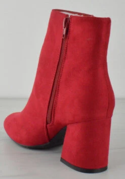 Bamboo Tux 03 Women's Round Toe Block Heeled Ankle Booties -Bamboo Store Tux03red 1