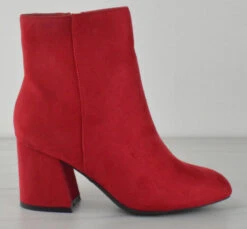 Bamboo Tux 03 Women's Round Toe Block Heeled Ankle Booties -Bamboo Store Tux03red 3