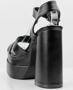 Forever Twice 11 Women's Buckled Platform Faux Leather High Heels -Bamboo Store Twice 11 BlackPU 2