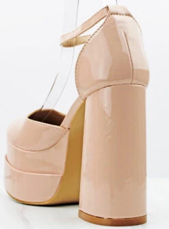 Forever Twice 13 Women's Closed Toe Patent Platform Block High Heels -Bamboo Store Twice 11 2