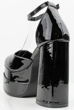 Forever Twice 13 Women's Closed Toe Patent Platform Block High Heels -Bamboo Store Twice 13 BlackPat 2