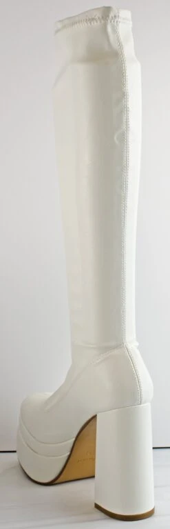 Forever Twice 18Women's High Platform Chunky High Heeled Boots -Bamboo Store Twice18white