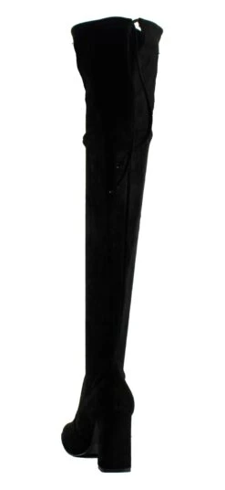 Forever Weismann 01 Womens Almond Toe Thigh High Upper Tie Closure Heeled Boots -Bamboo Store Weismann01blk 3