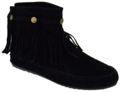 Western 19 Womens Ankle Fringe Moccasin Ankle Boots 24 Western 19 Womens Ankle Fringe Moccasin Ankle Boots -Bamboo Store Western19Black 1