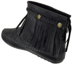 Western 19 Womens Ankle Fringe Moccasin Ankle Boots 28 Western 19 Womens Ankle Fringe Moccasin Ankle Boots -Bamboo Store Western19Grey 3