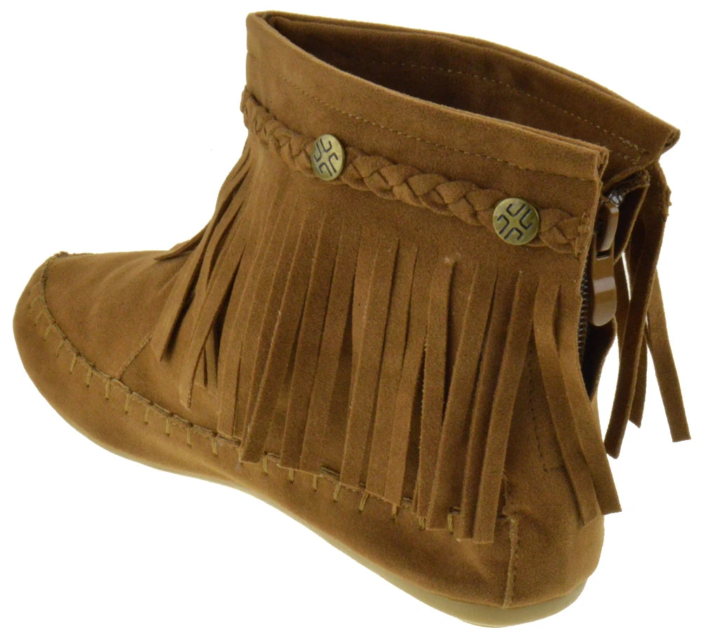 Western 19 Womens Ankle Fringe Moccasin Ankle Boots 6 Western 19 Womens Ankle Fringe Moccasin Ankle Boots - Image 4