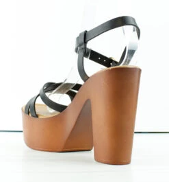 Bamboo Woodland 04 Womens Wooden Heel Strappy Sandals -Bamboo Store Woodland04 1