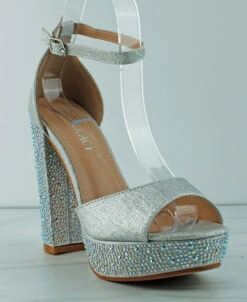 Forever Yula 11 Women's Platform Block Heel Rhinestone 11 Forever Yula 11 Women's Platform Block Heel Rhinestone -Bamboo Store Yula11Silver