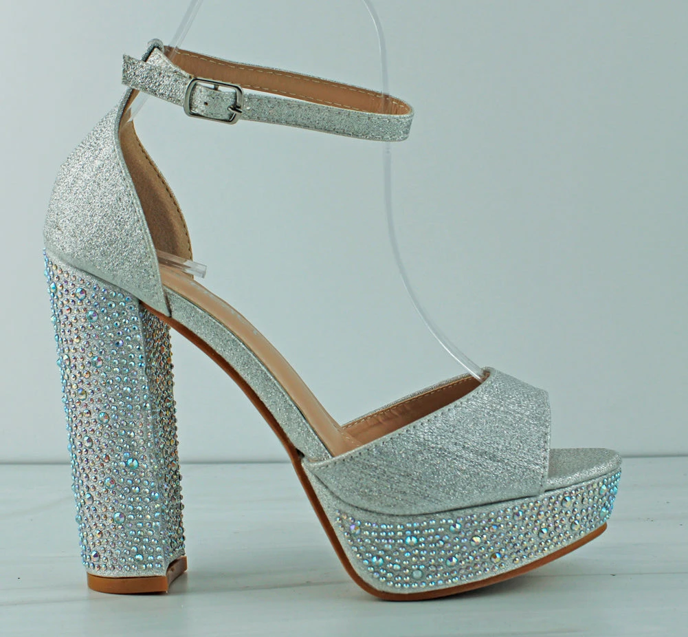 Forever Yula 11 Women's Platform Block Heel Rhinestone 7 Forever Yula 11 Women's Platform Block Heel Rhinestone - Image 5