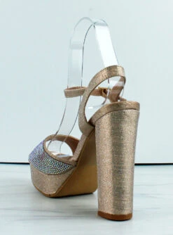 Forever Yula-30 Womens Platform Block Heel Rhinestone Sandals -Bamboo Store Yula30 4