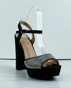 Forever Yula-30 Womens Platform Block Heel Rhinestone Sandals