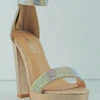 Forever Yula 33 Women's Platform Chunky Heel Rhinestone -Bamboo Store Yula33Champ