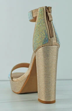 Forever Yula 33 Women's Platform Chunky Heel Rhinestone -Bamboo Store Yula33Champ 3