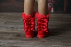 Ann 19K Little Girl's Bow Sequin Shearling Fur Boots -Bamboo Store a10