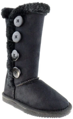 Anissa 3K Girl's 4 Button Shearling Boot -Bamboo Store anissa 3k black 1