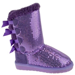 Ann 19K Little Girl's Bow Sequin Shearling Fur Boots -Bamboo Store ann 19k purple 2 888afc24 9c23 4342 94dd 784d3046841f