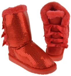 Ann 19K Little Girl's Bow Sequin Shearling Fur Boots -Bamboo Store ann 19k red main 00706332 28d0 49cc 9183 6a182ff4ed3d