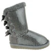 Ann 19K Little Girl's Bow Sequin Shearling Fur Boots 2 Ann 19K Little Girl's Bow Sequin Shearling Fur Boots -Bamboo Store ann 19k silver 2