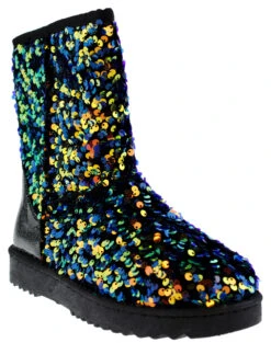 Forever Annie 42 Women's Sequined Mid Calf Shearling Slip OnBoots -Bamboo Store annie42dazzle 1