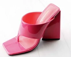 Augustine Womens Square Toe Chunky Triangle Heeled Pumps -Bamboo Store augustinepink