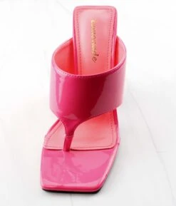 Augustine Womens Square Toe Chunky Triangle Heeled Pumps -Bamboo Store augustinepink2