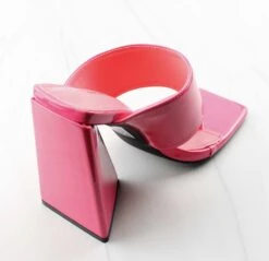 Augustine Womens Square Toe Chunky Triangle Heeled Pumps -Bamboo Store augustinepink3