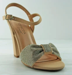 Avani 35 Rhinestone Bow Band Block Dress Heels