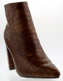 Bamboo BellFlower 09 Womens Chunky Heeled Pointed Toe Ankle Booties -Bamboo Store bellflower09browncroc 2