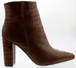 Bamboo BellFlower 09 Womens Chunky Heeled Pointed Toe Ankle Booties -Bamboo Store bellflower09browncroc 4