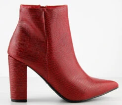 Bamboo BellFlower 09 Womens Chunky Heeled Pointed Toe Ankle Booties -Bamboo Store bellflower09redlizar4d 2