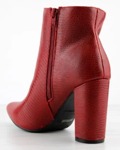 Bamboo BellFlower 09 Womens Chunky Heeled Pointed Toe Ankle Booties -Bamboo Store bellflower09redlizar4d 3