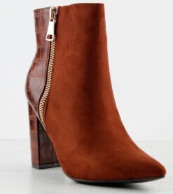 Bamboo Bellflower 55 Womens Two Tone Side Zipper Heeled Ankle Booties -Bamboo Store bellflower55brown 4