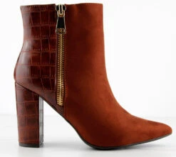 Bamboo Bellflower 55 Womens Two Tone Side Zipper Heeled Ankle Booties -Bamboo Store bellflower55brown 5