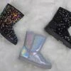 Forever Annie 42 Women's Sequined Mid Calf Shearling Slip OnBoots -Bamboo Store bling42