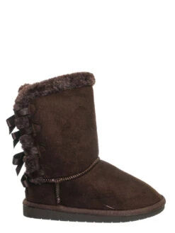 Ann 34 Women's Faux Fur Bowtie Shearling Boot -Bamboo Store brown1