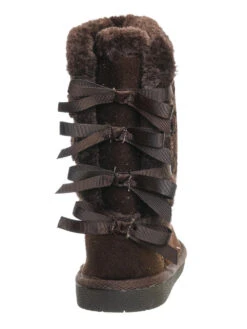 Ann 34 Women's Faux Fur Bowtie Shearling Boot -Bamboo Store brown3