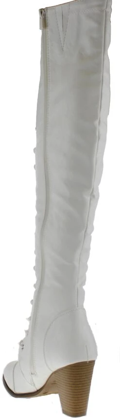 Forever Camila 48 Womens Lace Up Chunky Heel Thigh High Heeled Boots -Bamboo Store camilla48wht 2