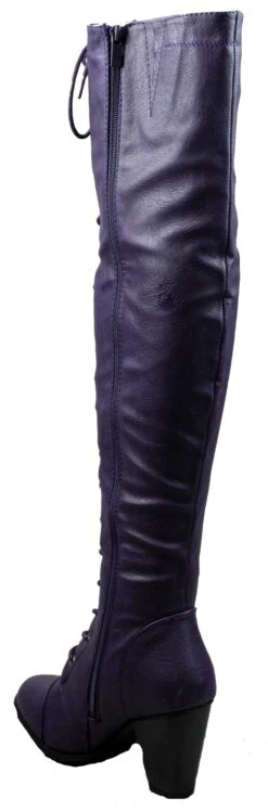 Forever Camila 48 Womens Lace Up Chunky Heel Thigh High Heeled Boots -Bamboo Store camillapurple 5