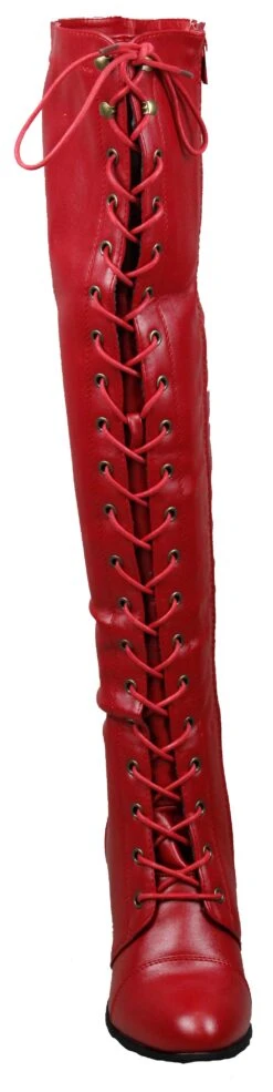 Forever Camila 48 Womens Lace Up Chunky Heel Thigh High Heeled Boots -Bamboo Store camillared 1