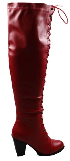 Forever Camila 48 Womens Lace Up Chunky Heel Thigh High Heeled Boots -Bamboo Store camillared 5
