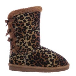 Ann 34 Women's Faux Fur Bowtie Shearling Boot -Bamboo Store cheetah1