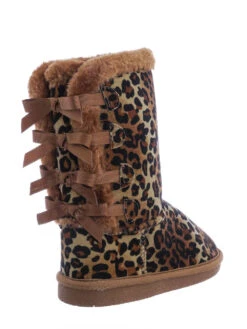 Ann 34 Women's Faux Fur Bowtie Shearling Boot -Bamboo Store cheetah3