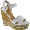 Bamboo Choice 47 Womens High Heel Strappy Cork Wedges -Bamboo Store choice 47 white 1