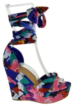 Bamboo Choice 63 Womens Floral Wrap High Heel Wedges 18 Bamboo Choice 63 Womens Floral Wrap High Heel Wedges -Bamboo Store choice 63 blue 2